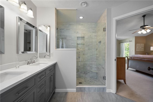 237 Clever Rd, Robinson Twp, PA 15136 - full bathroom with a ceiling fan, double vanity, and a shower stall