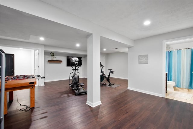 237 Clever Rd, Robinson Twp, PA 15136 - workout area with wood finished floors and recessed lighting