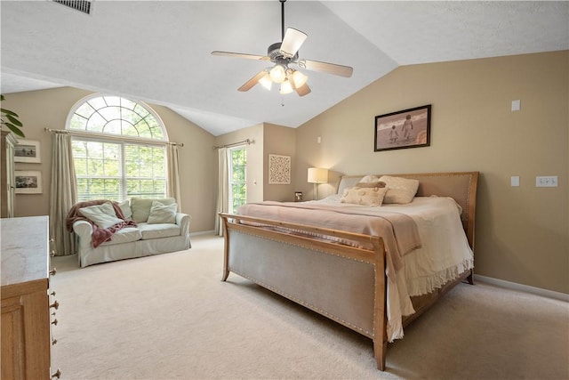 237 Clever Rd, Robinson Twp, PA 15136 - bedroom with vaulted ceiling, light colored carpet, ceiling fan, and access to exterior
