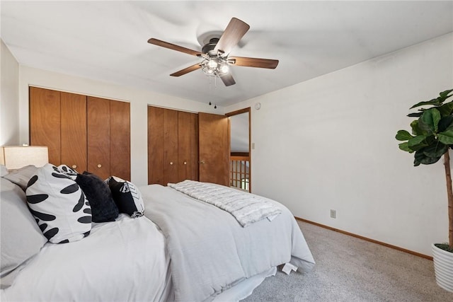110 Four Seasons Ln, Irwin, PA 15642 - carpeted bedroom with two closets and a ceiling fan