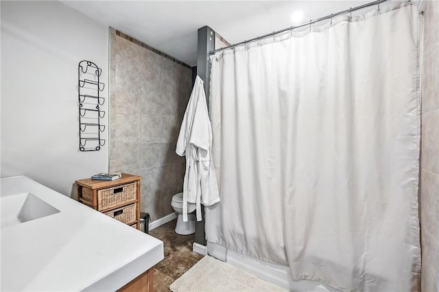 2725 N Neshannock Rd, Sharpsville, PA 16150 - full bathroom featuring vanity and shower / tub combo with curtain