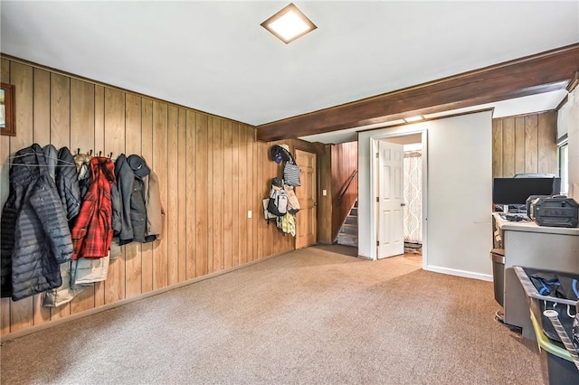 2725 N Neshannock Rd, Sharpsville, PA 16150 - interior space featuring wood walls and carpet