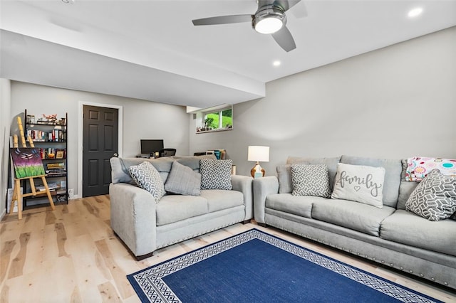 4 Thornridge Rd, Kilbuck Twp, PA 15202 - living area with light wood-type flooring, recessed lighting, and a ceiling fan