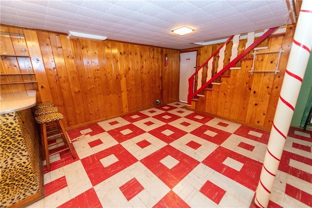 1819 Sundeman St, Troy Hill, PA 15212 - finished below grade area featuring stairway, tile patterned floors, and wood walls