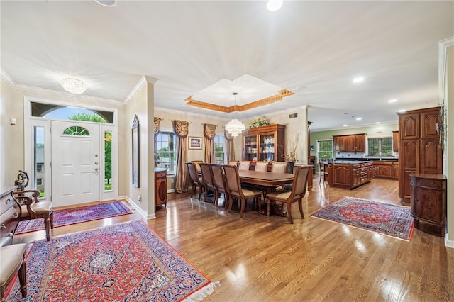 14 Amy Way S, Union Twp, PA 15401 - entrance foyer with ornamental molding, healthy amount of natural light, light wood-style floors, a chandelier, and recessed lighting