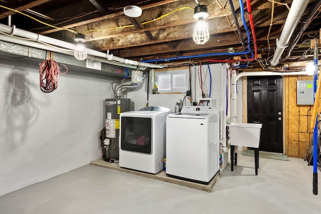 1819 Craig St, Mckeesport, PA 15132 - unfinished below grade area with water heater, washing machine and clothes dryer, and electric panel