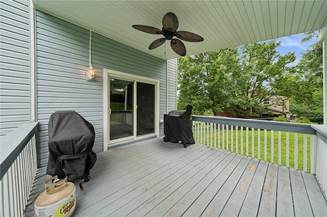 2047 Haymaker Rd, Monroeville, PA 15146 - wooden terrace with ceiling fan, a lawn, and grilling area
