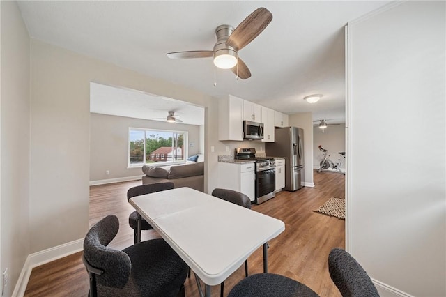 2047 Haymaker Rd, Monroeville, PA 15146 - dining space with ceiling fan and light wood finished floors