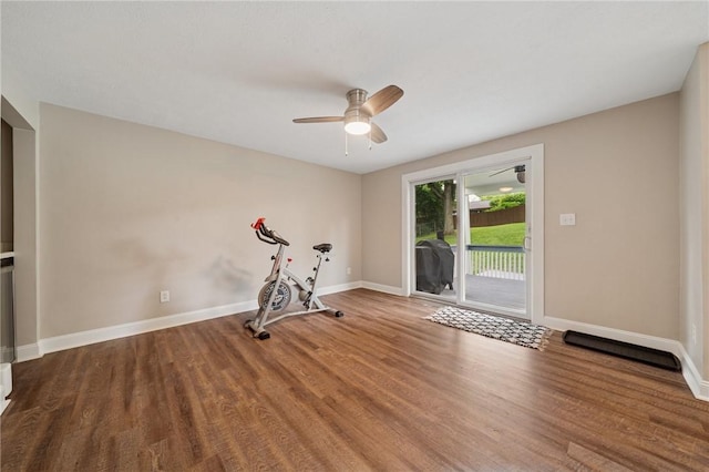 2047 Haymaker Rd, Monroeville, PA 15146 - exercise area featuring wood finished floors and ceiling fan