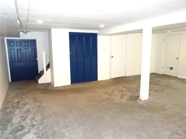 3055 Fadette St, Sheraden, PA 15204 - finished basement with carpet flooring and a drop ceiling