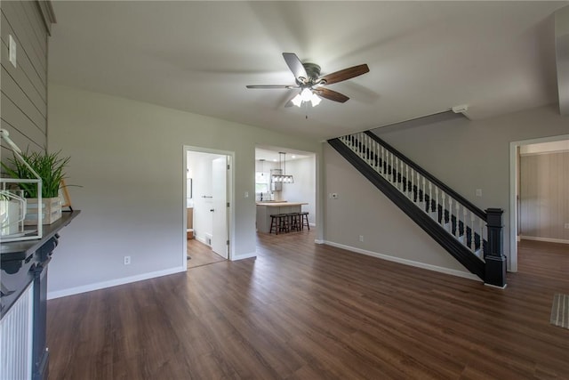 190 Hillview Manor Rd, Gilpin Twp, PA 15656 - living area with a ceiling fan, wood finished floors, and stairway