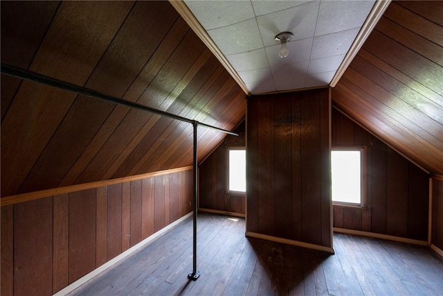 190 Hillview Manor Rd, Gilpin Twp, PA 15656 - bonus room with lofted ceiling, hardwood / wood-style floors, and wood walls