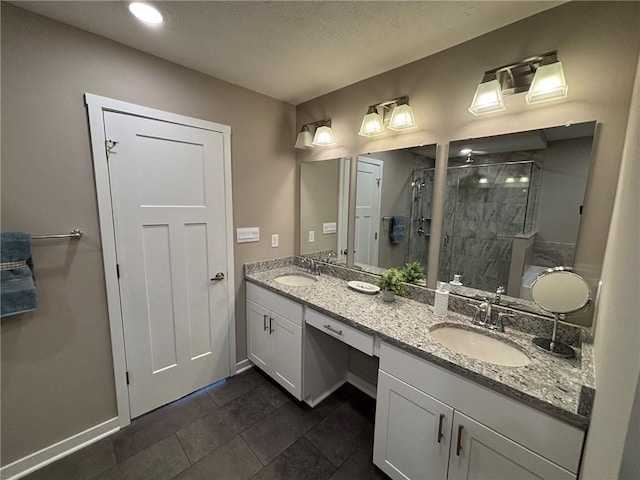 116 Mesa Dr, Moon/Crescent Twp, PA 15108 - full bathroom with a stall shower, double vanity, tile patterned floors, and recessed lighting