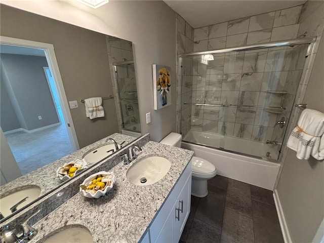 116 Mesa Dr, Moon/Crescent Twp, PA 15108 - bathroom featuring double vanity and shower / bath combination with glass door