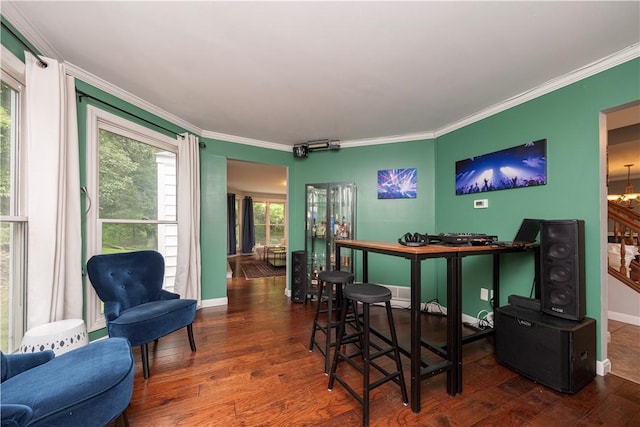 314 Westburn Ct, Seven Fields Boro, PA 16046 - bar featuring crown molding and hardwood / wood-style floors