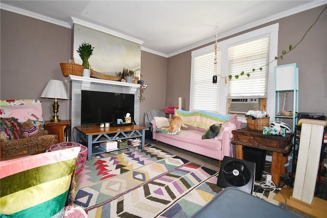 2464-2466 Beechwood Blvd, Squirrel Hill, PA 15217 - living room featuring crown molding and cooling unit
