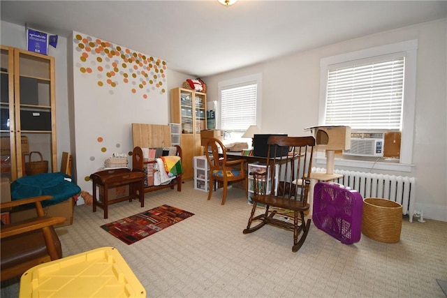 2464-2466 Beechwood Blvd, Squirrel Hill, PA 15217 - sitting room featuring radiator heating unit, carpet floors, and cooling unit