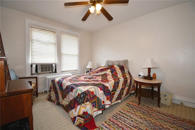 2464-2466 Beechwood Blvd, Squirrel Hill, PA 15217 - bedroom featuring radiator, carpet flooring, cooling unit, and a ceiling fan