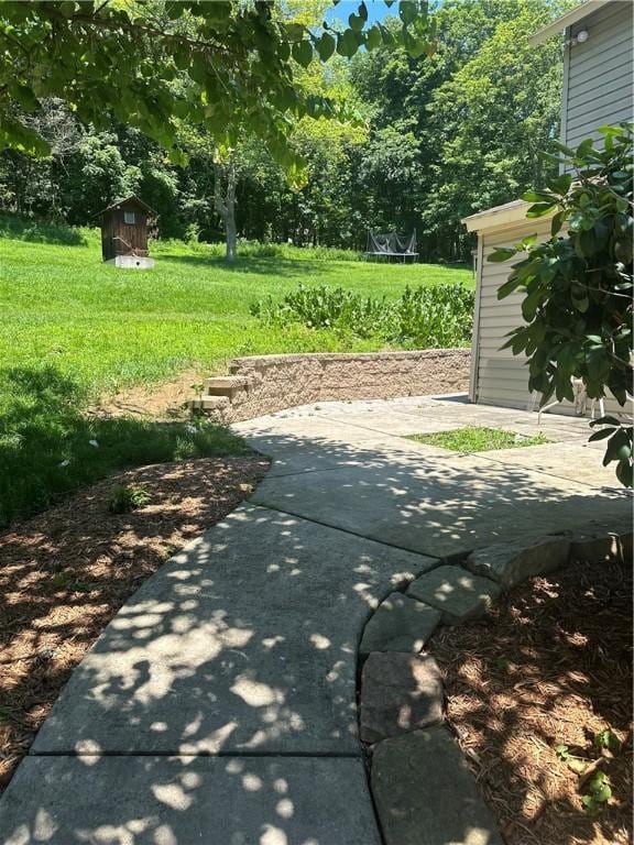 108 Hill St, Coaldale, PA 16679 - view of yard with a shed, a patio, and view of scattered trees