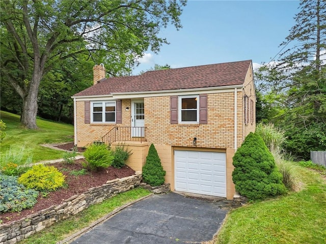 106 Crestline Dr, Ross Twp, PA 15237 - single story home featuring a chimney, driveway, brick siding, a garage, and roof with shingles