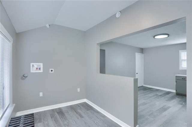 505 Bellwood Rd, West Mifflin, PA 15122 - washroom featuring electric dryer hookup, hookup for a washing machine, and wood finished floors