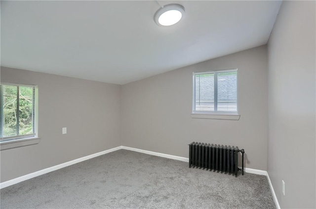 505 Bellwood Rd, West Mifflin, PA 15122 - unfurnished room with radiator heating unit, carpet flooring, plenty of natural light, and lofted ceiling