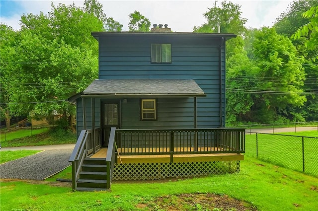505 Bellwood Rd, West Mifflin, PA 15122 - rear view of property with a wooden deck and a chimney