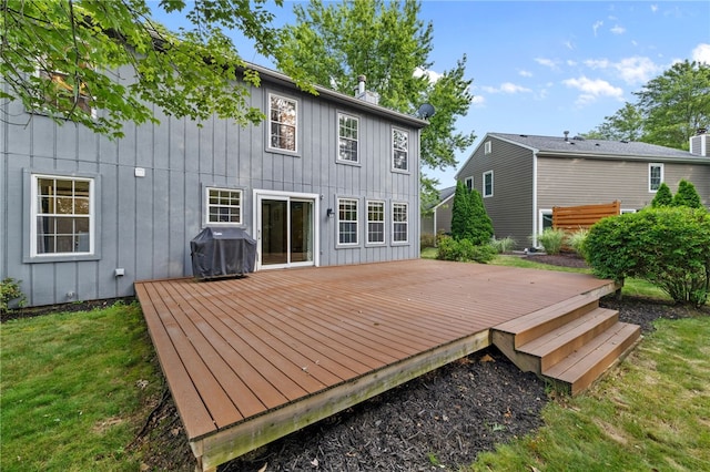 215 Lafayette Dr, Cranberry Twp, PA 16066 - wooden deck featuring a grill and a lawn