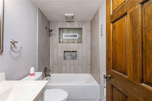 12220 Herold Dr, North Huntingdon, PA 15642 - bathroom featuring vanity, a textured ceiling, shower / tub combination, and a textured wall