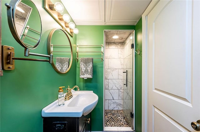 12220 Herold Dr, North Huntingdon, PA 15642 - full bathroom featuring a stall shower and vanity