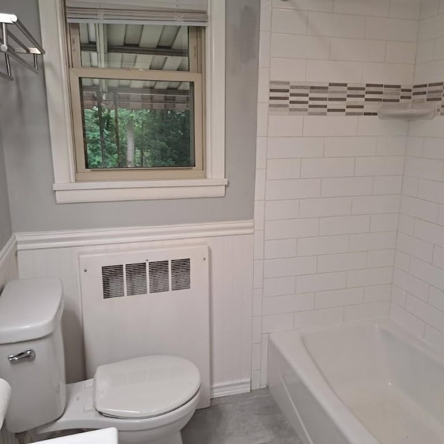 120 Rothen Ave, Twp Of But Nw, PA 16001 - full bathroom featuring radiator, a wainscoted wall, and a decorative wall