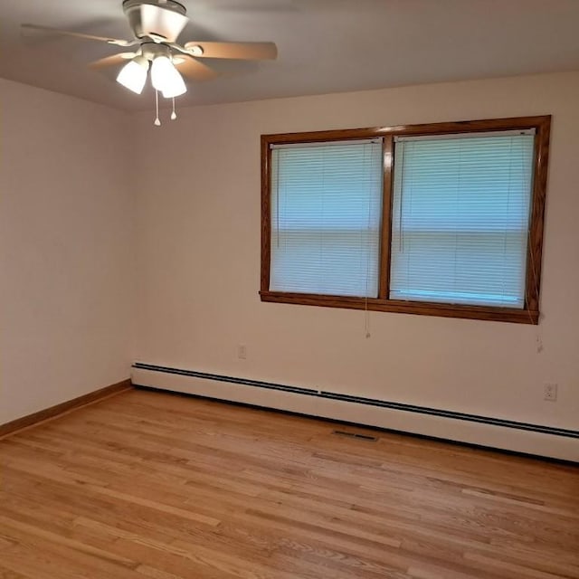 120 Rothen Ave, Twp Of But Nw, PA 16001 - empty room featuring a baseboard radiator, light wood-style floors, and a ceiling fan