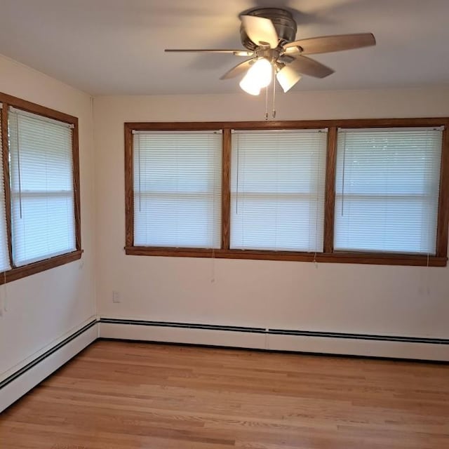 120 Rothen Ave, Twp Of But Nw, PA 16001 - spare room with a baseboard heating unit, light wood-style flooring, and ceiling fan