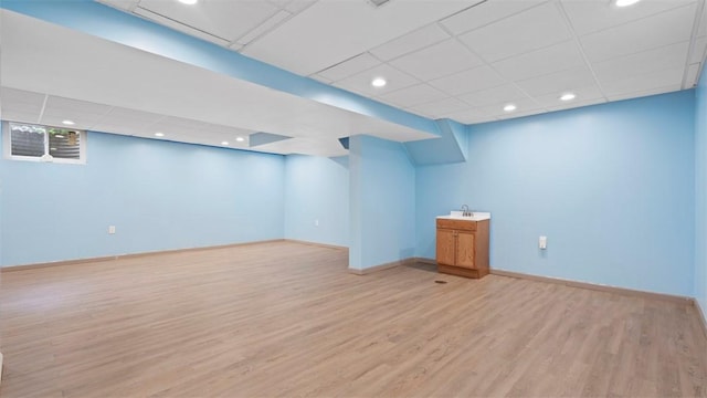 4952 Flamingo Dr, Whitehall, PA 15236 - finished below grade area featuring a drop ceiling, light wood finished floors, and recessed lighting
