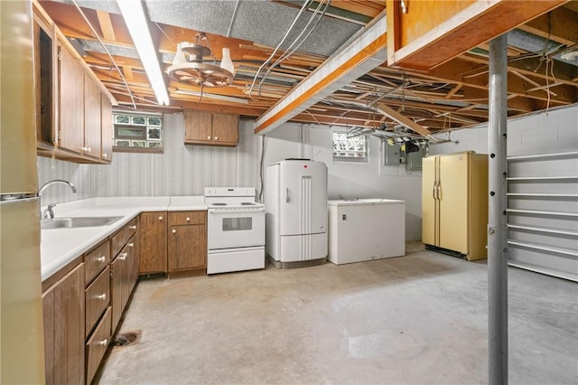1146 Middletown, Hempfield Twp, PA 15601 - basement with freestanding refrigerator, healthy amount of natural light, and refrigerator