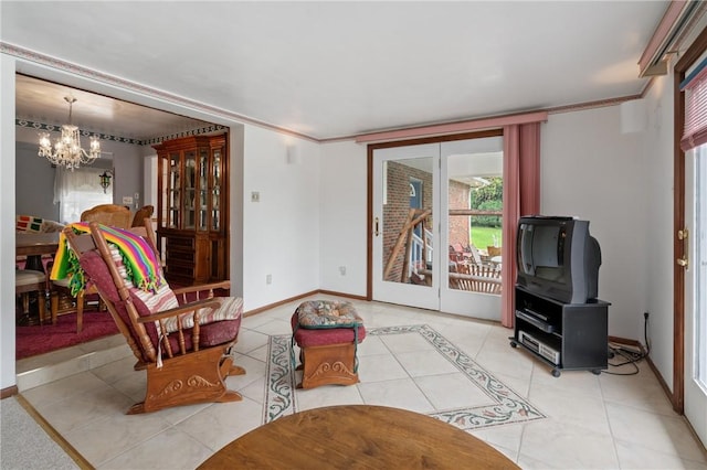 1146 Middletown, Hempfield Twp, PA 15601 - living room featuring a chandelier and light tile patterned floors