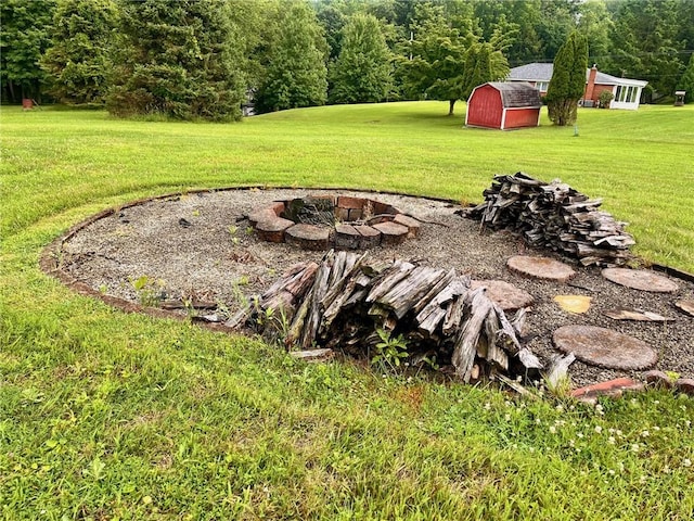 1146 Middletown, Hempfield Twp, PA 15601 - view of green lawn featuring an outdoor fire pit and a storage unit
