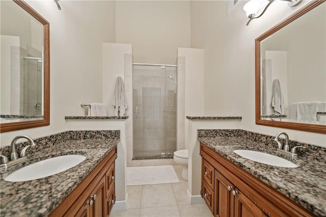740 Turnpike St Unit 7, Beaver, PA 15009 - bathroom featuring a stall shower, two vanities, and tile patterned floors