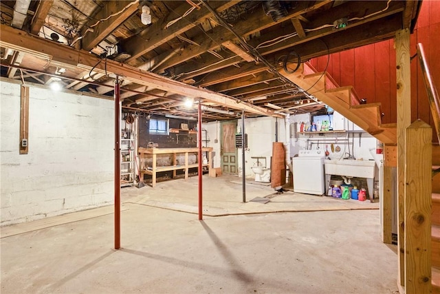 769 Russell Ave, Greater Johnstown School District, PA 15902 - unfinished basement with washer / dryer and a sink
