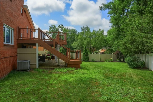 2116 Stewart Rd, South Park, PA 15129 - fenced backyard featuring a deck and stairway