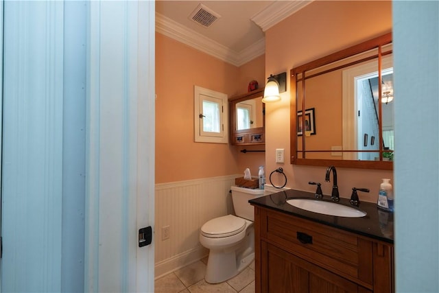2507 Duncan Ave, Hampton, PA 15101 - bathroom with ornamental molding, a wainscoted wall, vanity, and tile patterned flooring