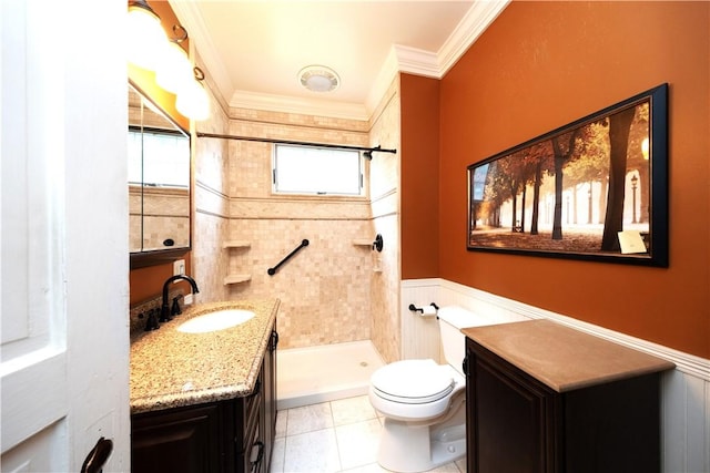 2507 Duncan Ave, Hampton, PA 15101 - bathroom featuring vanity, ornamental molding, a shower stall, and wainscoting