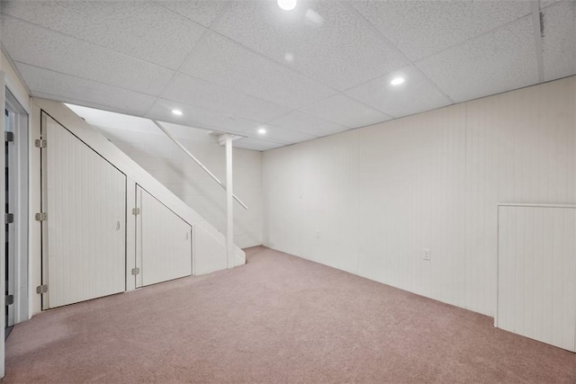 301 Laporte Ct, Cranberry Twp, PA 16066 - finished below grade area featuring carpet floors, recessed lighting, stairs, and a paneled ceiling