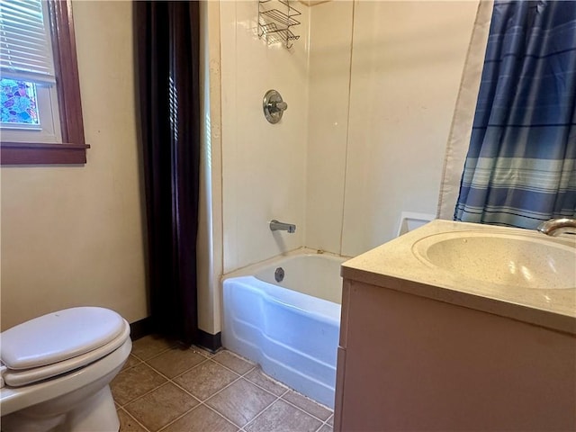 853 5th St, East Rochester, PA 15074 - full bathroom with shower / tub combo, tile patterned flooring, and vanity