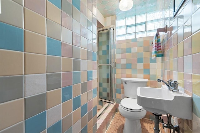3040 Broadway Ave, Castle Shannon, PA 15234 - bathroom featuring tile walls and a shower stall
