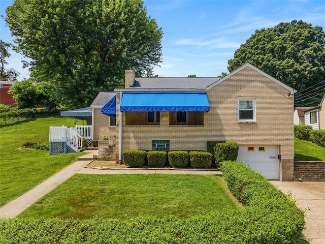 3040 Broadway Ave, Castle Shannon, PA 15234 - view of front facade featuring driveway, a chimney, a garage, and a front yard