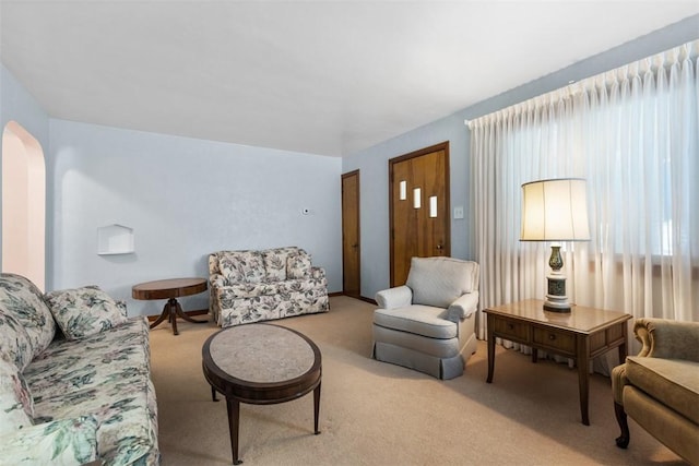 3040 Broadway Ave, Castle Shannon, PA 15234 - living area featuring carpet floors and arched walkways