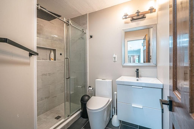 117 Cidar Ln, Peters Twp, PA 15317 - bathroom featuring a shower stall, vanity, and tile patterned floors