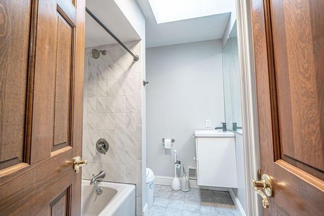117 Cidar Ln, Peters Twp, PA 15317 - full bath with shower / bathtub combination, a skylight, and tile patterned flooring