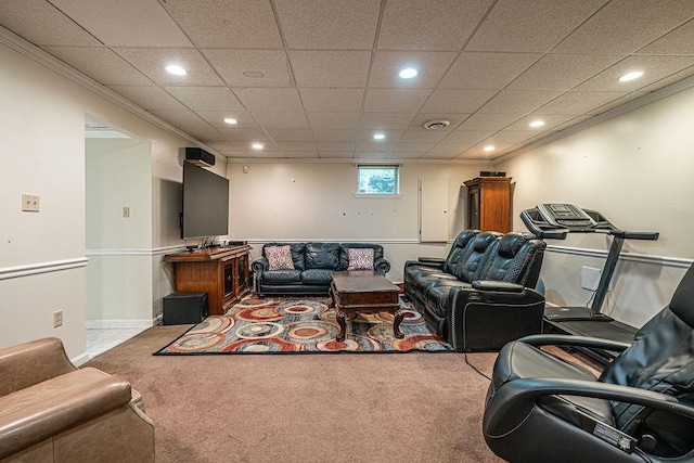 117 Cidar Ln, Peters Twp, PA 15317 - carpeted living room featuring recessed lighting and ornamental molding